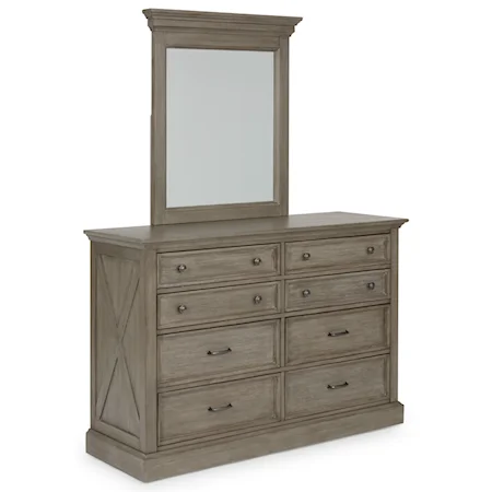 Farmhouse Dresser & Mirror Set with Felt Lined Drawers